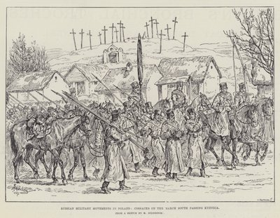Russian Military Movements in Poland, Cossacks on the March South passing Kuznica by Johann Nepomuk Schonberg